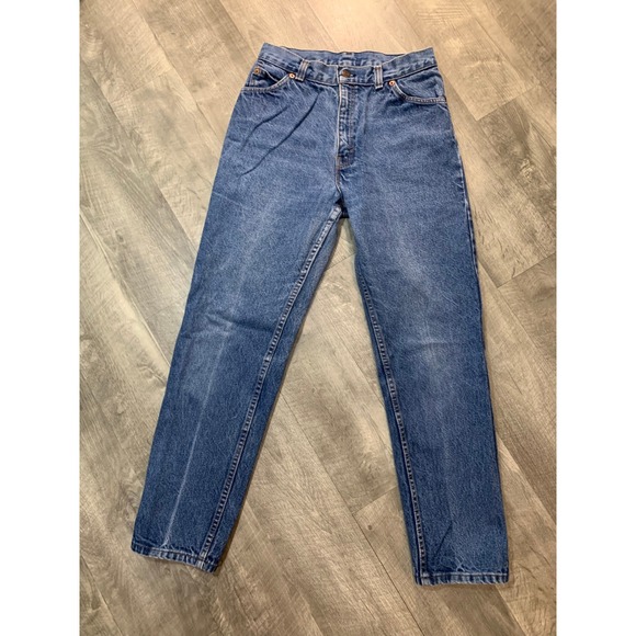 Vintage Levi's 13 Mom Jeans USA High Rise Tapered 90s Blue Denim Pleated Front - Picture 1 of 8
